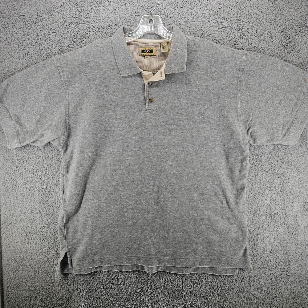 Joseph Abboud Mens XL Polo Shirt Gray Short Sleeve 100% Cotton Pique Knit Logo